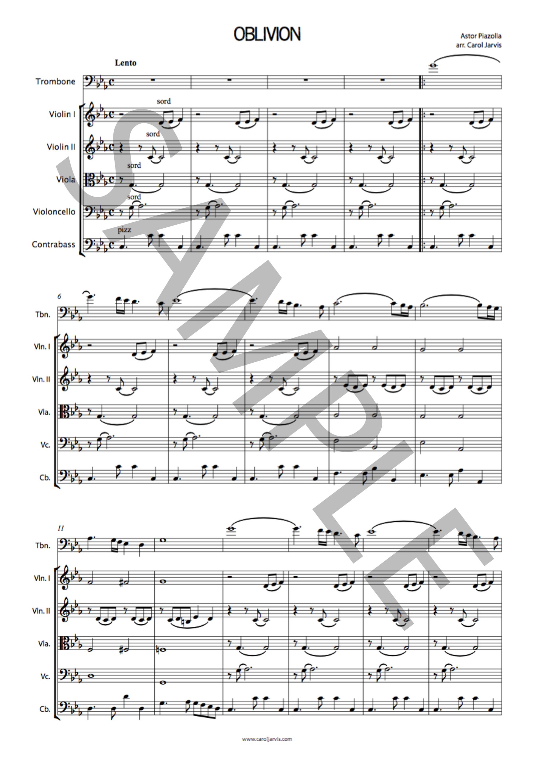 Oblivion _ for solo trombone and string quintet